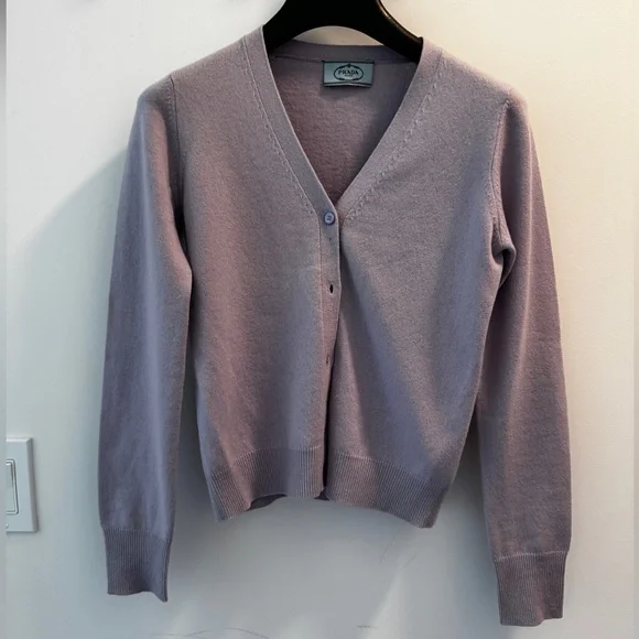 Prada soft lavender purple cashmere wool cardigan - Picture 2 of 5